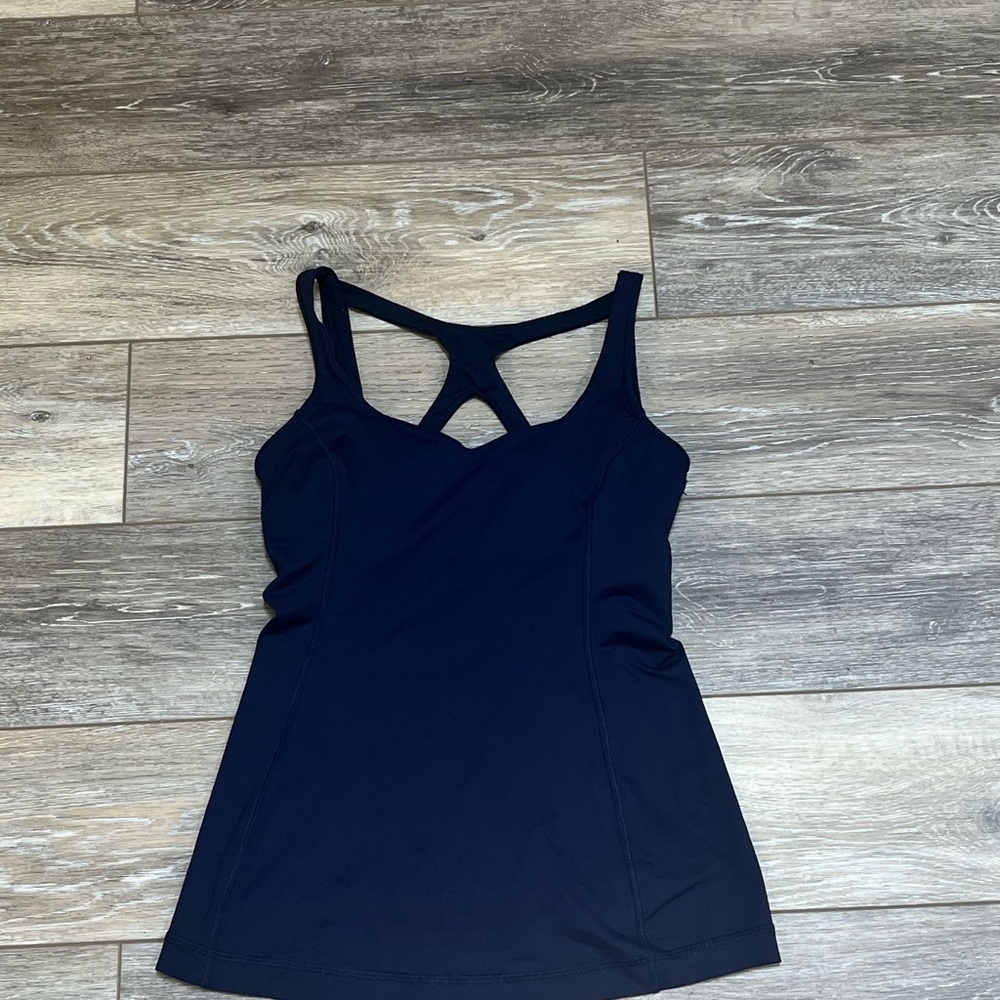 Lululemon Athletica Blue Fitted Cut Out Tank Top